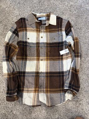 Old Navy Brown Tan Plaid Button-Down Shirt